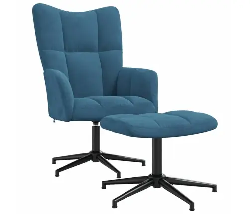 Atpūtas Krēsls Ar Kāju Balstu, Zils Samts Vidaxl