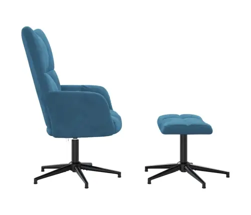 Atpūtas Krēsls Ar Kāju Balstu, Zils Samts Vidaxl