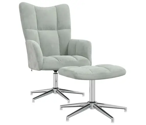 Atpūtas Krēsls Ar Kāju Balstu, Gaiši Pelēks Samts Vidaxl