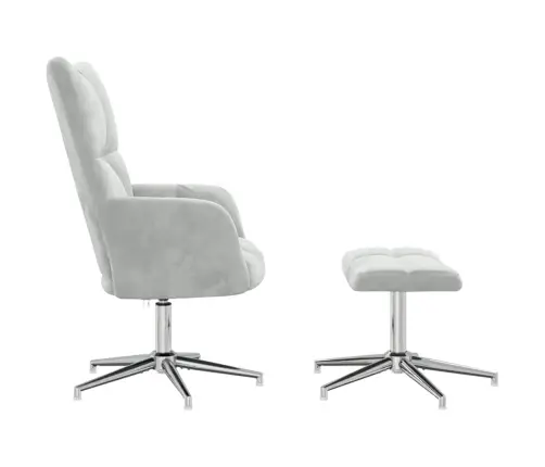 Atpūtas Krēsls Ar Kāju Balstu, Gaiši Pelēks Samts Vidaxl