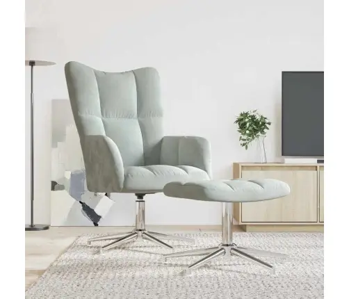 Atpūtas Krēsls Ar Kāju Balstu, Gaiši Pelēks Samts Vidaxl