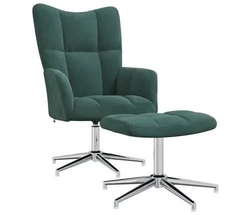 Atpūtas Krēsls Ar Kāju Balstu, Tumši Zaļš Samts Vidaxl