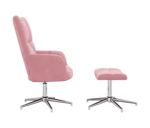 Atpūtas Krēsls Ar Kāju Balstu, Rozā Samts Vidaxl
