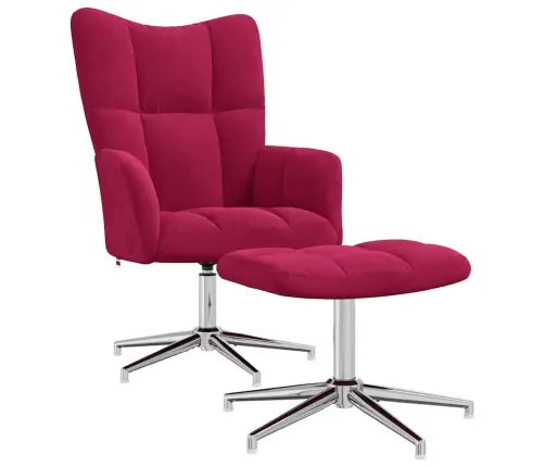 Atpūtas Krēsls Ar Kāju Balstu, Vīnsarkans Samts Vidaxl