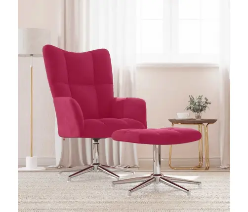 Atpūtas Krēsls Ar Kāju Balstu, Vīnsarkans Samts Vidaxl