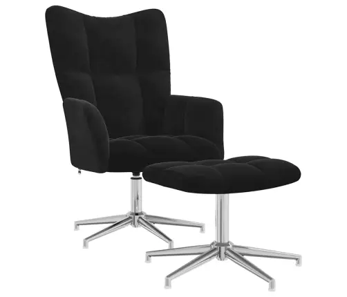 Atpūtas Krēsls Ar Kāju Balstu, Melns Samts Vidaxl