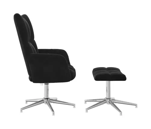 Atpūtas Krēsls Ar Kāju Balstu, Melns Samts Vidaxl