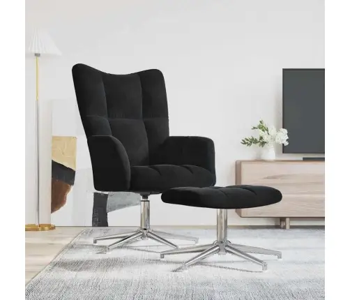 Atpūtas Krēsls Ar Kāju Balstu, Melns Samts Vidaxl