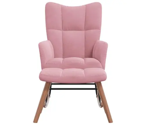 Šūpuļkrēsls Ar Kāju Balstu, Rozā Samts Vidaxl