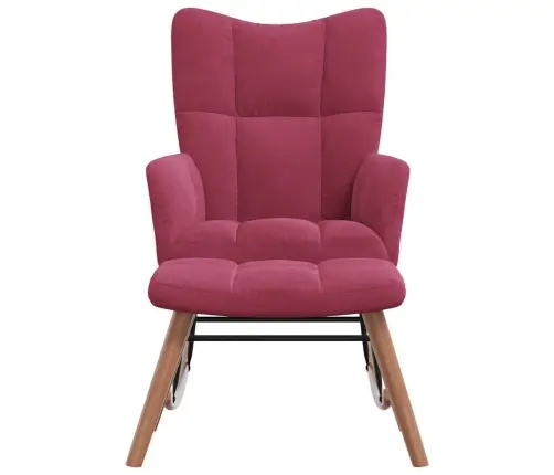 Šūpuļkrēsls Ar Kāju Balstu, Vīnsarkans Samts Vidaxl