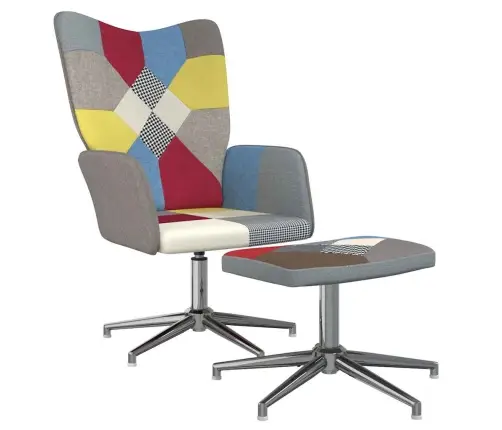 Šūpuļkrēsls Ar Kāju Balstu, Tekstilmozaīkas Audums Vidaxl