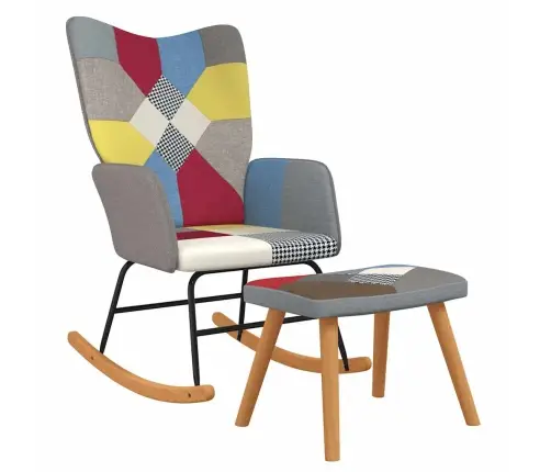 Šūpuļkrēsls Ar Kāju Balstu, Tekstilmozaīkas Audums Vidaxl
