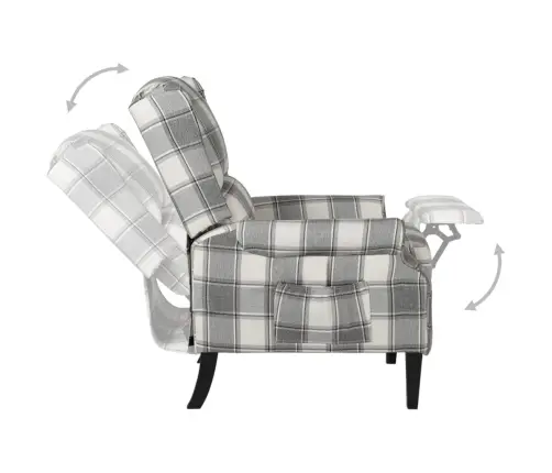 Atpūtas Krēsls, Atgāžams, Balts, Pelēks, Audums Vidaxl