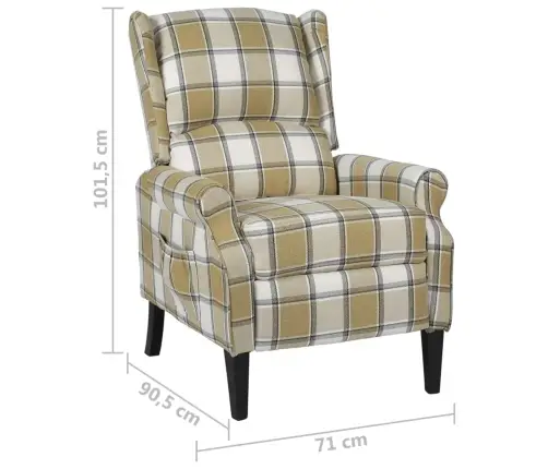 Atpūtas Krēsls, Atgāžams, Zaļš Audums Vidaxl