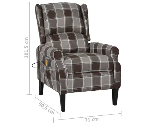 Atlošiamas Masažinis Krėslas, Rudos Spalvos, Audinys