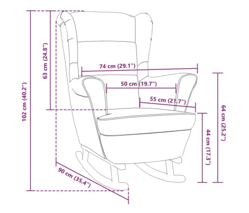 Šūpuļkrēsls, Masīva Gumijkoka Kājas, Zils Samts Vidaxl