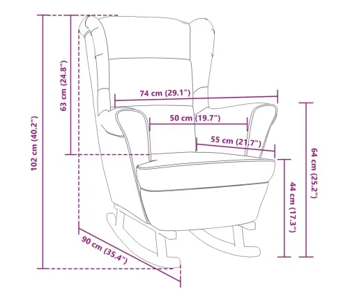Šūpuļkrēsls, Masīva Gumijkoka Kājas, Gaiši Zaļš Samts Vidaxl