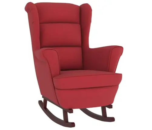 Šūpuļkrēsls, Masīva Gumijkoka Kājas, Vīnsarkans Samts Vidaxl