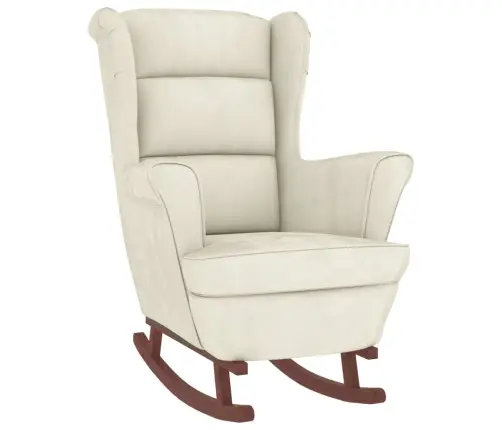 Supamoji Kėdė Su Atlošu, Kreminis Aksomas Medžio Masyvas