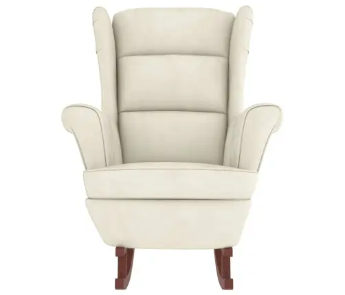 Supamoji Kėdė Su Atlošu, Kreminis Aksomas Medžio Masyvas