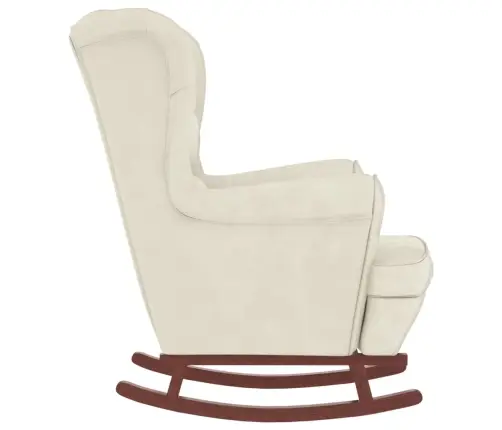 Supamoji Kėdė Su Atlošu, Kreminis Aksomas Medžio Masyvas