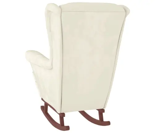 Supamoji Kėdė Su Atlošu, Kreminis Aksomas Medžio Masyvas