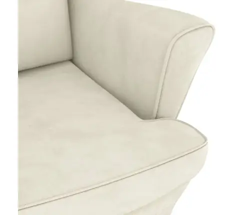 Supamoji Kėdė Su Atlošu, Kreminis Aksomas Medžio Masyvas