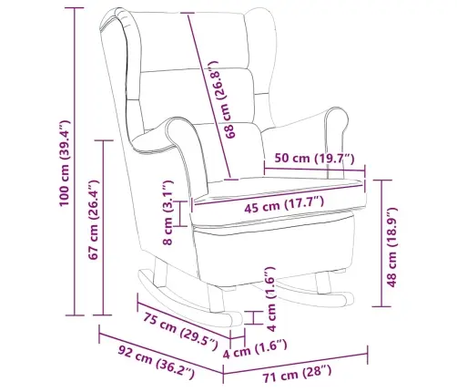 Supamoji Kėdė Su Atlošu, Kreminis Aksomas Medžio Masyvas
