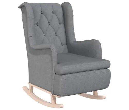 Šūpuļkrēsls Ar Masīva Gumijkoka Kājām, Gaiši Pelēks Audums Vidaxl