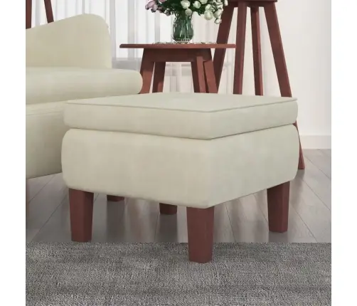 Taburetė Su Medinėmis Kojomis, Kreminės Spalvos, Aksomas