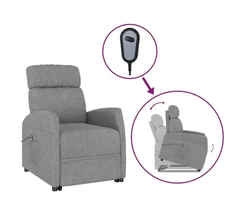 Atpūtas Krēsls, Paceļams, Gaiši Pelēks Audums Vidaxl