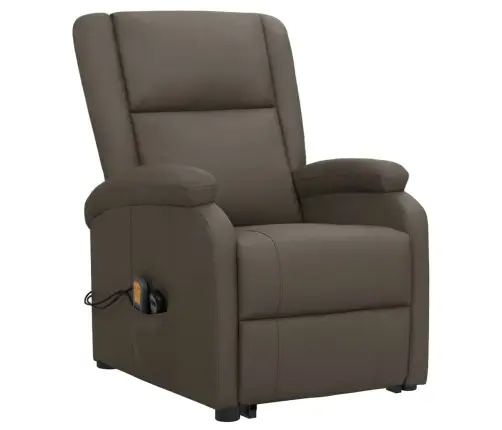 Atsistojantis Masažinis Krėslas, Pilkos Spalvos, Dirbtinė Oda