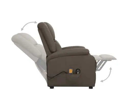 Atsistojantis Masažinis Krėslas, Pilkos Spalvos, Dirbtinė Oda