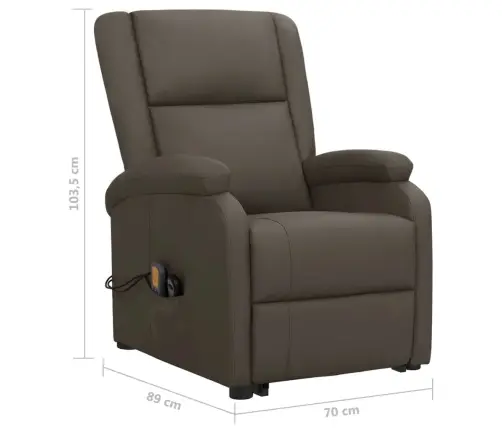 Atsistojantis Masažinis Krėslas, Pilkos Spalvos, Dirbtinė Oda