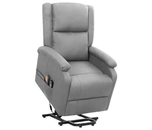 Masāžas Krēsls, Paceļams, Gaiši Pelēks Audums Vidaxl