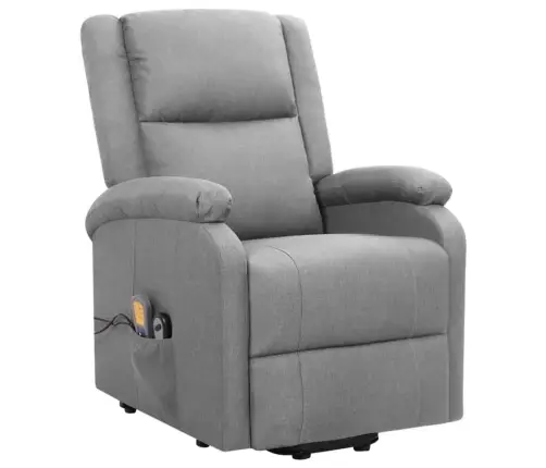 Masāžas Krēsls, Paceļams, Gaiši Pelēks Audums Vidaxl