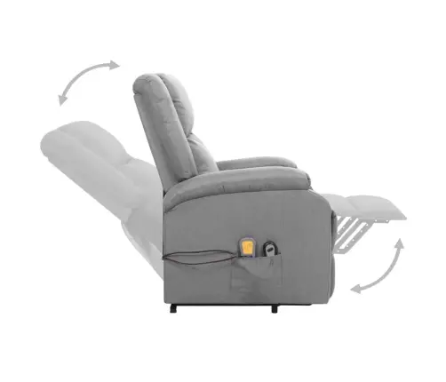 Masāžas Krēsls, Paceļams, Gaiši Pelēks Audums Vidaxl