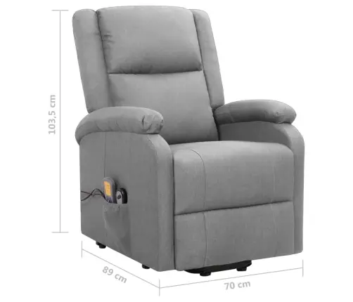 Masāžas Krēsls, Paceļams, Gaiši Pelēks Audums Vidaxl