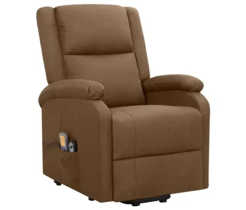 Atsistojantis Masažinis Krėslas, Rudos Spalvos, Audinys