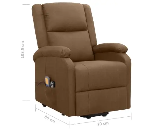 Atsistojantis Masažinis Krėslas, Rudos Spalvos, Audinys