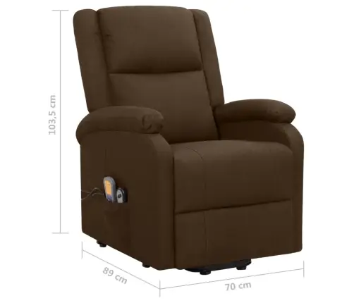 Masāžas Krēsls, Paceļams, Tumši Brūns Audums Vidaxl