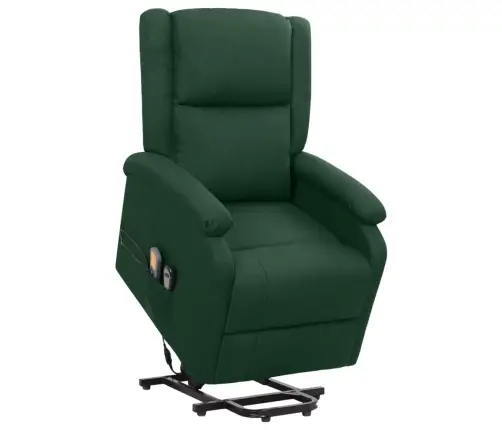 Masāžas Krēsls, Paceļams, Tumši Zaļš Audums Vidaxl