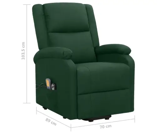 Masāžas Krēsls, Paceļams, Tumši Zaļš Audums Vidaxl