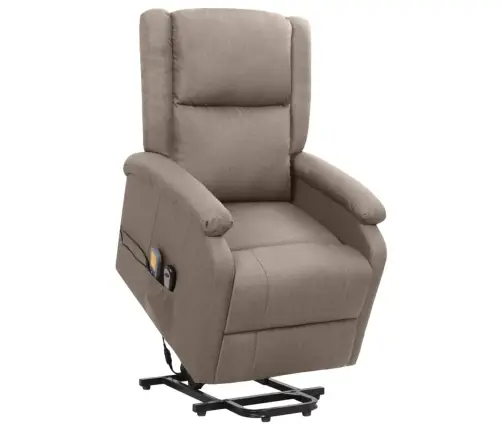 Masāžas Krēsls, Paceļams, Pelēkbrūns Audums Vidaxl