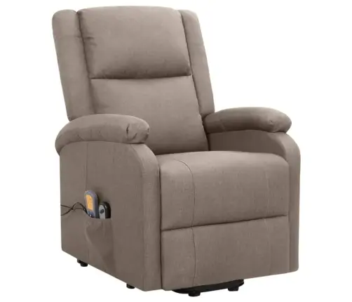 Masāžas Krēsls, Paceļams, Pelēkbrūns Audums Vidaxl