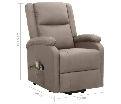 Masāžas Krēsls, Paceļams, Pelēkbrūns Audums Vidaxl