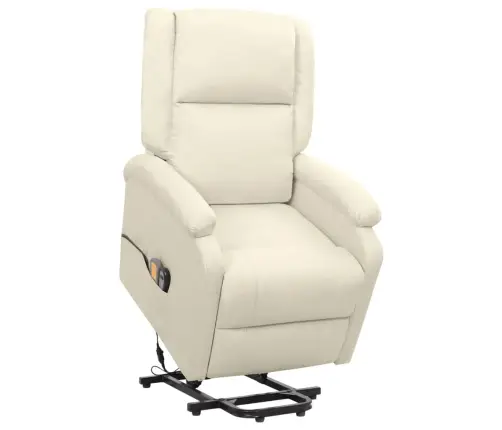 Atsistojantis Masažinis Krėslas, Kreminės Spalvos, Audinys