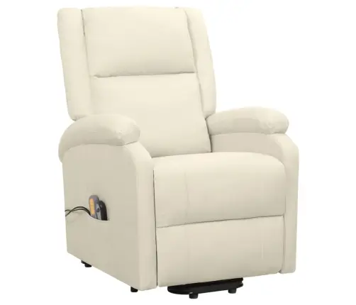 Atsistojantis Masažinis Krėslas, Kreminės Spalvos, Audinys