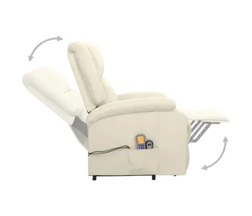 Atsistojantis Masažinis Krėslas, Kreminės Spalvos, Audinys