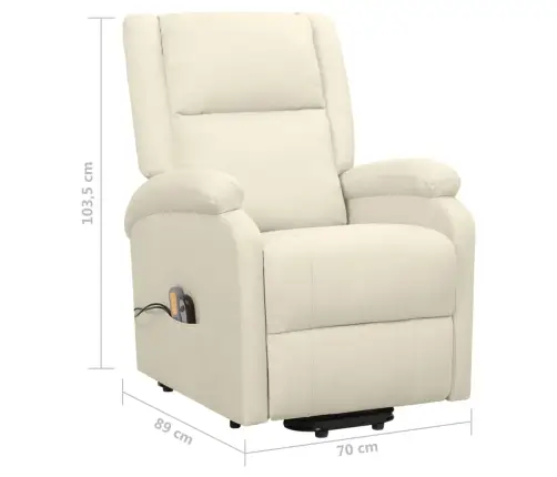 Atsistojantis Masažinis Krėslas, Kreminės Spalvos, Audinys